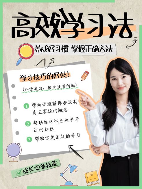 教育学习方法分享套装划重点小红书封面预览效果
