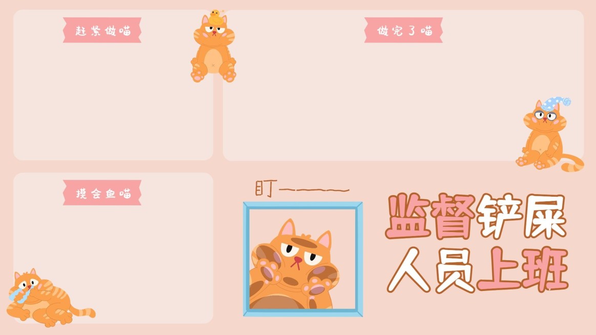 可爱猫咪打工人电脑分区壁纸预览效果