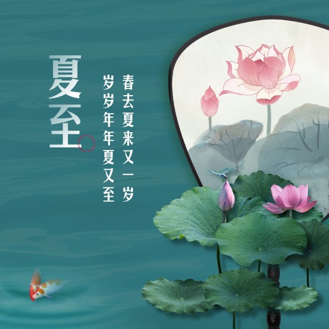 夏至节气祝福问候合成方形海报预览效果