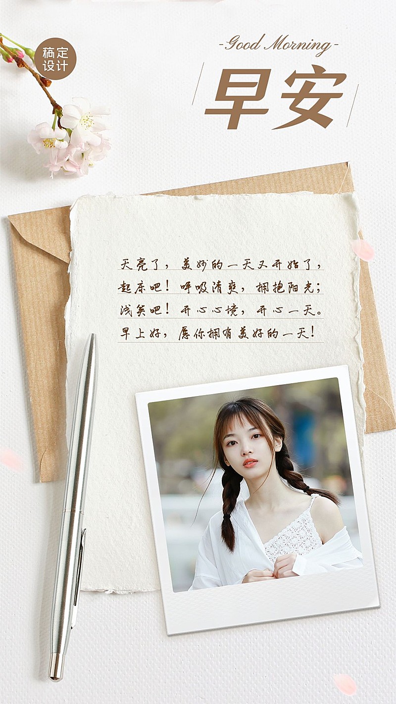 早安问候女性励志语录清新文艺实景