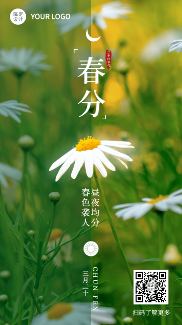 春分节气祝福宣传实景手机海报预览效果
