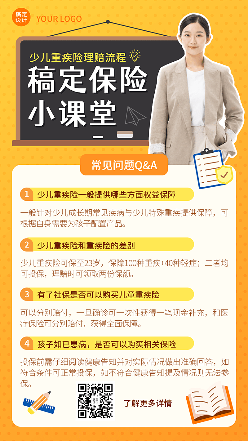 金融保险知识科普实景竖版海报