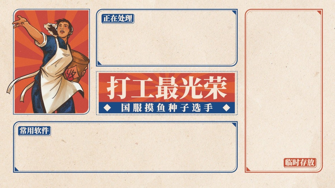 趣味复古打工人电脑分区壁纸预览效果