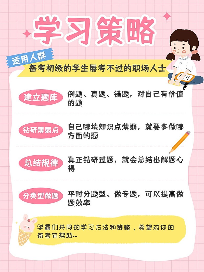 教育行业通用学习攻略指南简约可爱小红书配图
