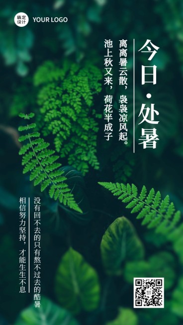 处暑实景风绿叶节气全屏祝福预览效果
