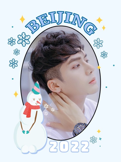 冬奥会创意晒照雪人相框小红书配图预览效果