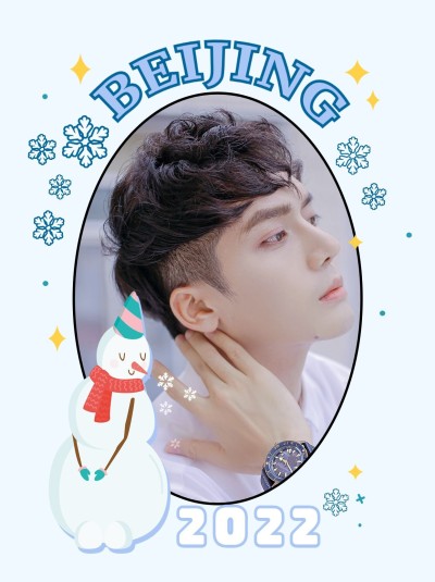 冬奥会创意晒照雪人相框小红书配图