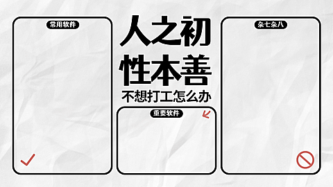 简约趣味打工人电脑分区壁纸