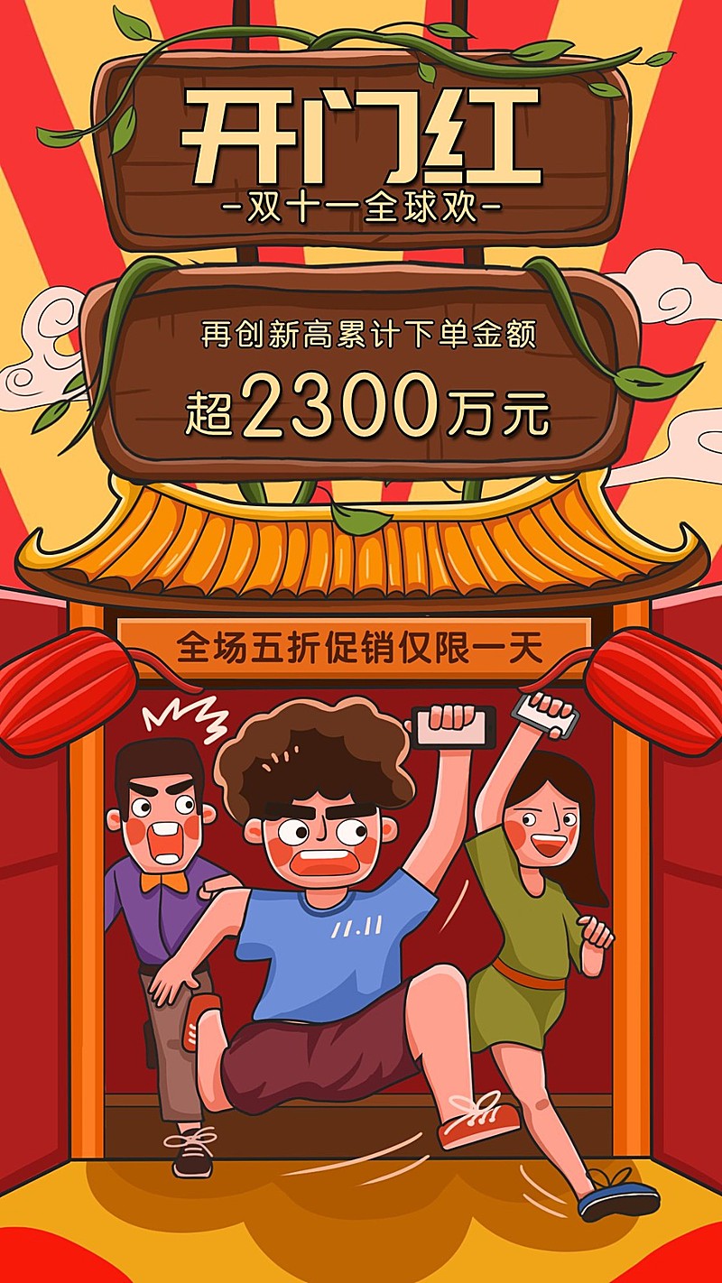 喜报/开门红/双十一/打折促销/手机海报