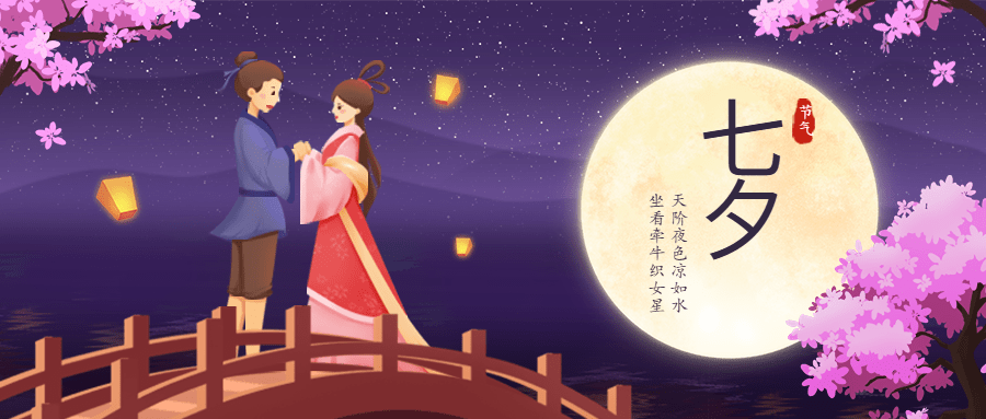 七夕情人节节日祝福公众号首图预览效果