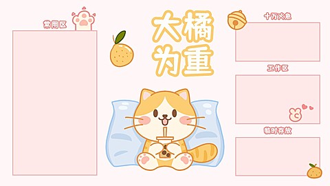 手绘打工人创意电脑分区壁纸