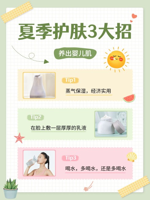 夏日护肤指南宣传小红书配图预览效果