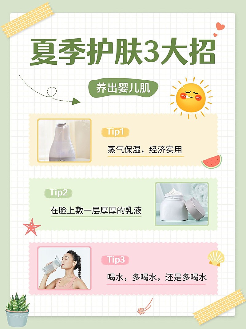 夏日护肤指南宣传小红书配图