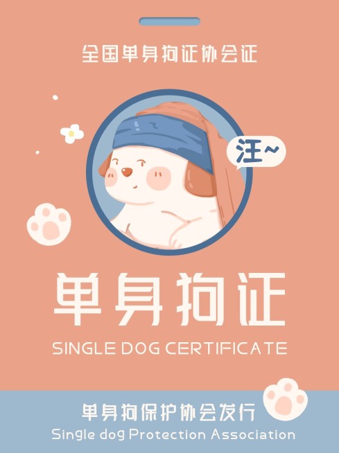 情人节单身狗证小红书封面配图娱乐预览效果