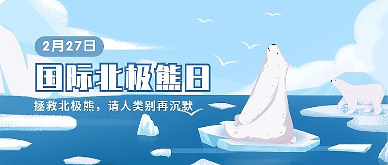2.27国际北极熊日动物保护手绘公众号首图