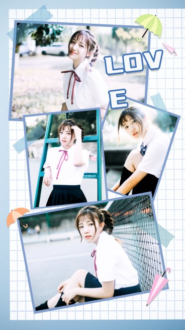 晒照晒生活手绘拼图创意竖版海报预览效果