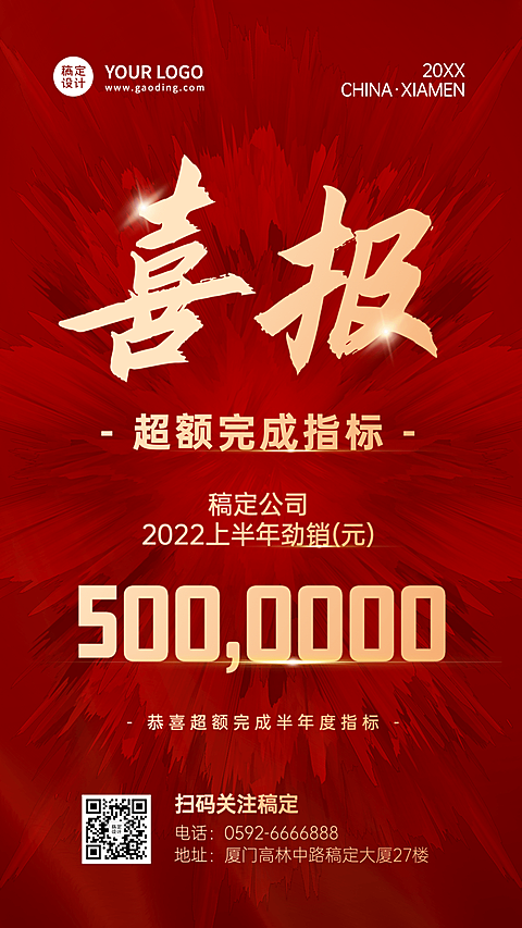 企业签约销售业绩喜报捷报手机海报
