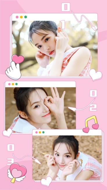 生活娱乐晒照拼图可爱清新竖版海报预览效果