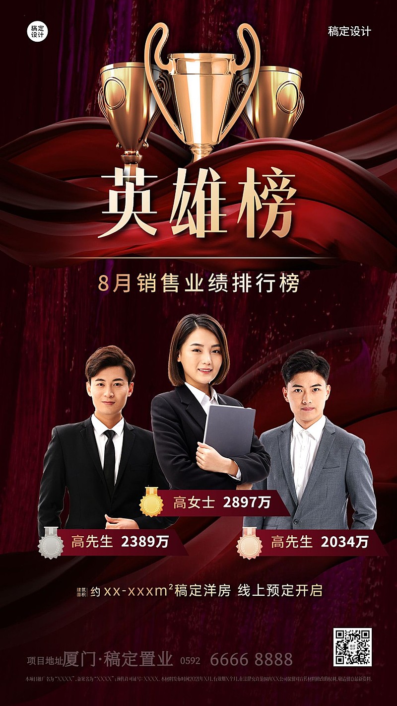 房地产排行榜喜报商务奢华海报