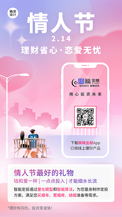 情人节金融保险投资理财定投产品营销海报