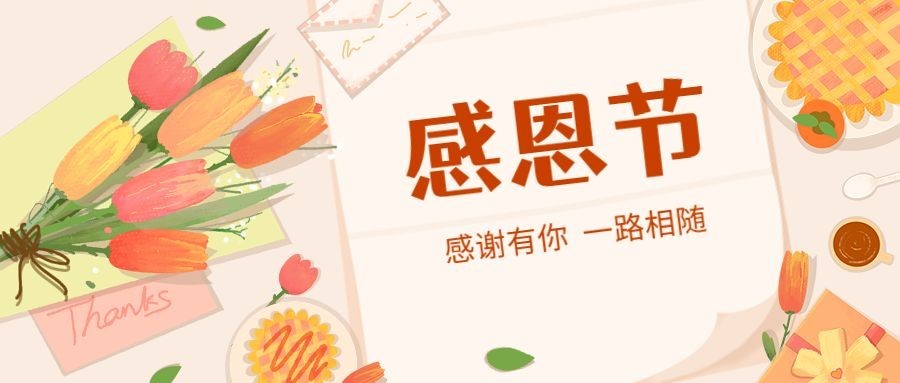 感恩节祝福手绘文艺感公众号首图预览效果