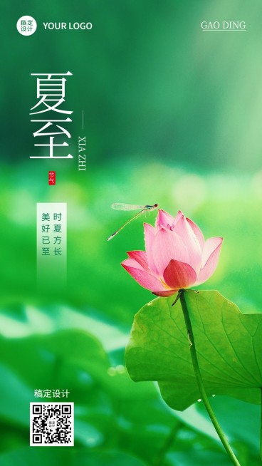 夏至节气祝福排版手机海报预览效果