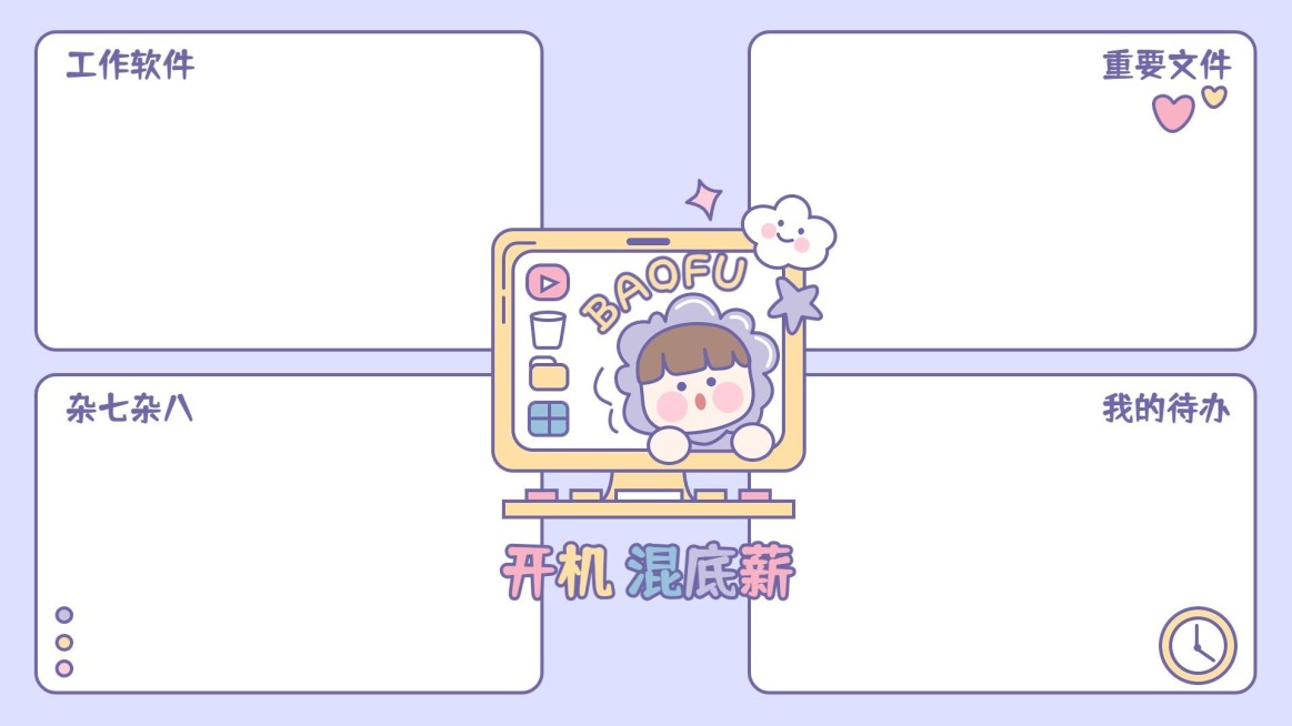 趣味插画打工人电脑桌面分区壁纸0预览效果