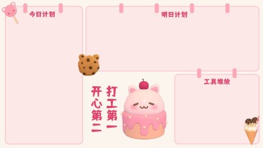 3D风可爱打工人电脑桌面分区壁纸
