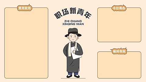 觉醒年代趣味打工人电脑桌面分区壁纸
