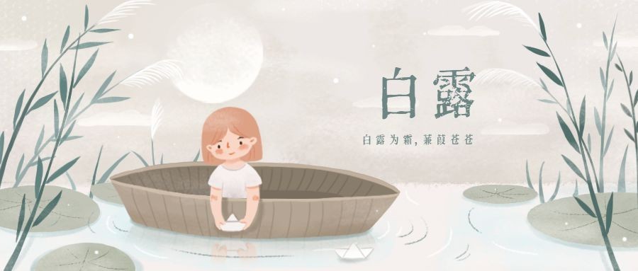 白露/节气/简约插画/公众号首图预览效果