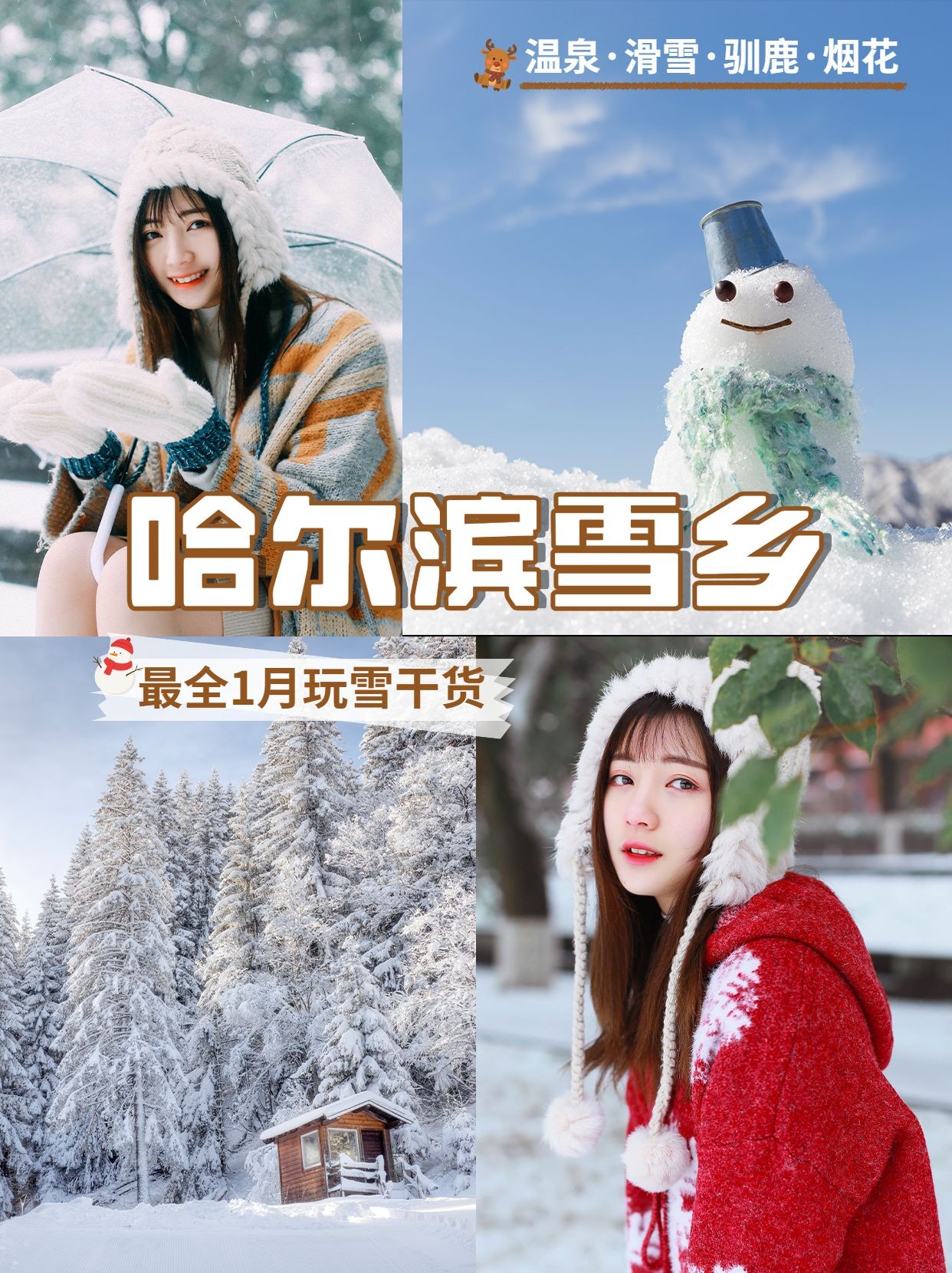 点击进入编辑 冬季旅游出行攻略实景手机海报预览效果
