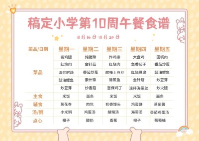 小学食堂每周菜谱食谱
