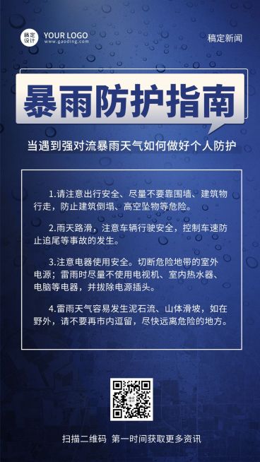 暴雨预防宣传海报预览效果
