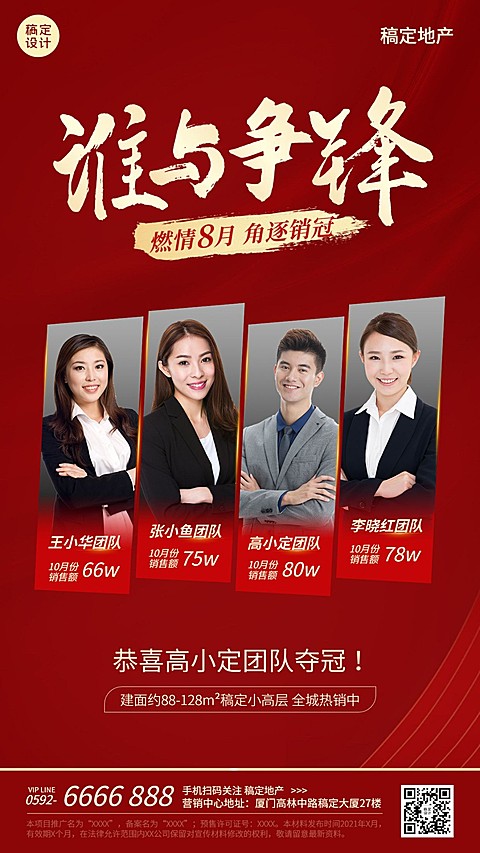 房地产排行榜战报商务喜庆海报