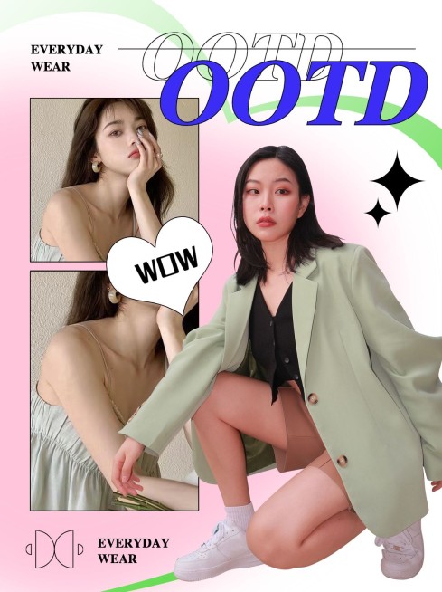 弥散风简约渐变穿搭晒图小红书配图预览效果