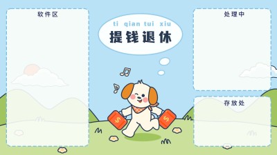 手绘可爱小狗打工人趣味分区电脑桌面壁纸