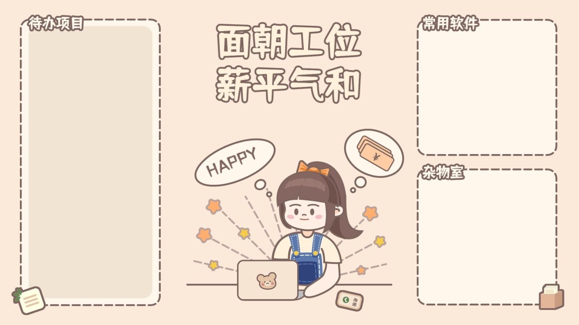 趣味打工人电脑桌面分区壁纸预览效果