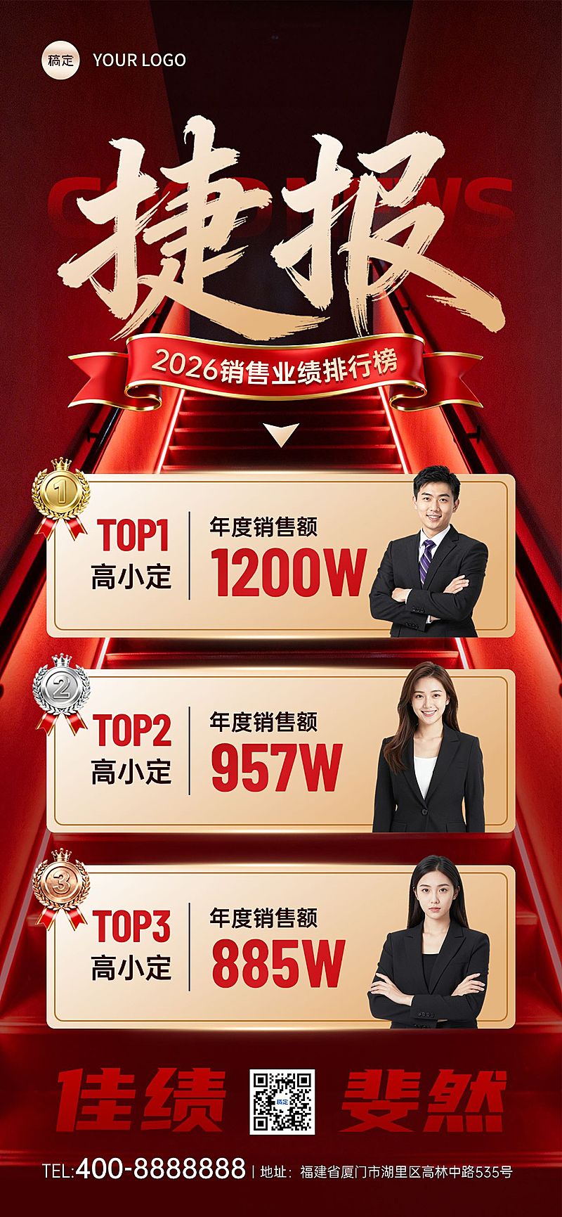 金融保险销售业绩冠亚季军排行榜喜报