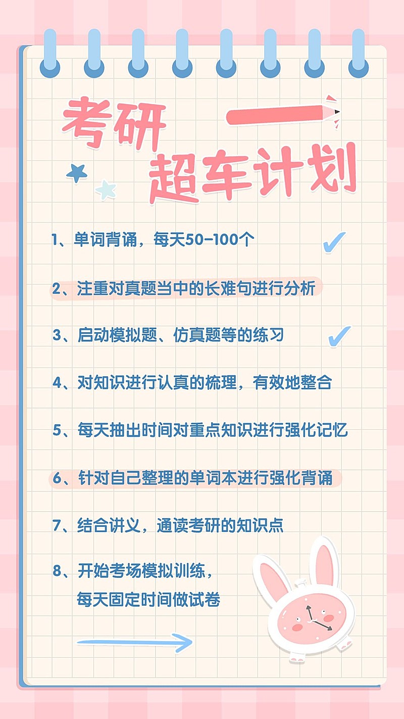 考研学习计划手帐风手机海报