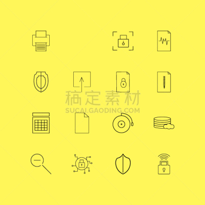 轮廓,直的,图标集,物联网,打印机,文档,网络服务器,云,图像,矢量