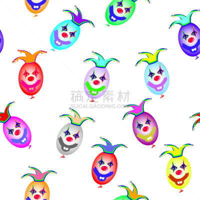四方连续纹样,充气品,可爱的,白色背景,紫色,图像,艺术,小丑鼻,微笑,设计