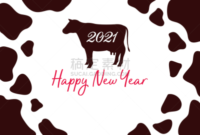 2021,新年前夕,牛年,贺卡,圣伯纳犬