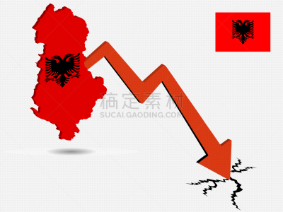 阿尔巴尼亚,危机,绘画插图,概念,矢量,金融,国内著名景点,商务,图表,损失