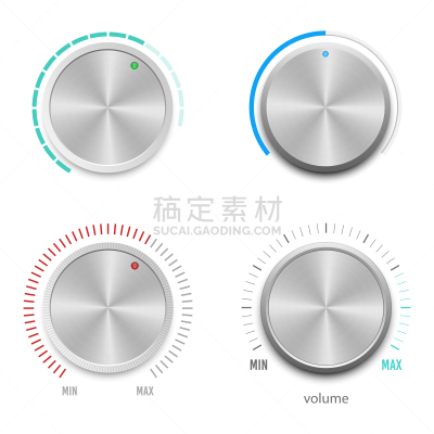 绘画插图,金属质感,矢量,音量旋钮,按钮,噪声,不锈钢,计算机,安静,平视角