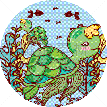 动物,伴侣,海草,龟,分离着色,可爱的,鸡尾酒,自然,概念,野生动物