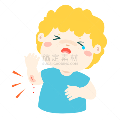 男孩,意外事件,分离着色,人,图像,小的,性格,矢量,哭