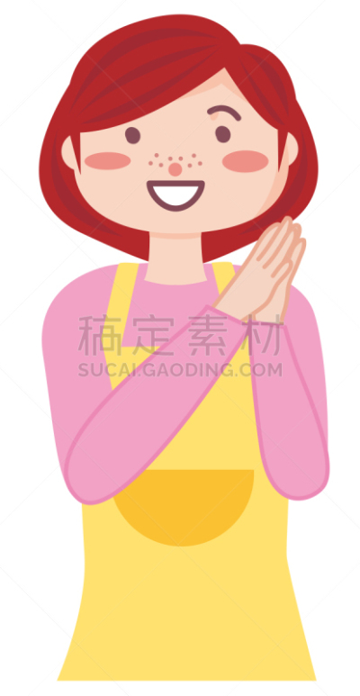 紧握双手,女人,欢乐,可爱的,妻子,一个人,围裙,青年女人,面部表情,儿童