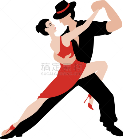 异性恋,女人,舞蹈,探戈,男人,红色裙子,自然美,帽子,背景分离,热情