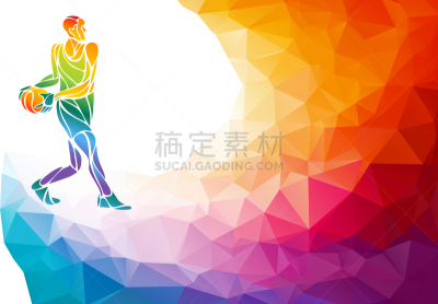 几何形状,篮球运动员,分离着色,折纸工艺,红色,男人,运动,团队,防守,休闲