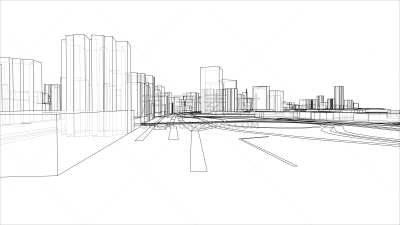 三维图形,草图,城市,建筑外部,矢量,路,蓝图,现代,绘画插图,建筑